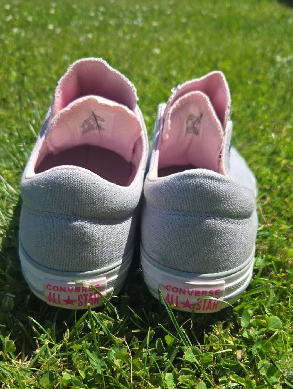 Converse Kids Gray and Pink All Star Sneakers